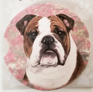 Englische Bulldogge Hund Saugfähig Auto Untersetzer Steinzeug 2,5" Durchmesser für Hundeliebhaber - Bild 1 von 2