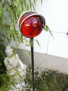Edelrost Gartenstecker Beetstecker RostGartenGlaskugel H105*6cm 031893-2 rot - Bild 1 von 4