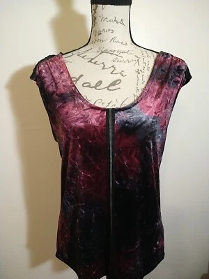 Camiseta sin mangas Rock & Republic de terciopelo negro púrpura abigarrado talla M Foto 1 de 4