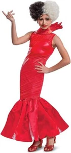 Cruella Live Action Red Dress Deluxe Movie Fancy Dress Halloween Child Costume - Picture 1 of 8