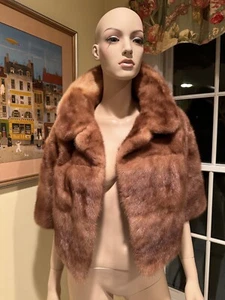 Light Honey Blonde Mink FUR STOLE EVENING WRAP SHOULDER Bolero SHRUG Bridal USA - Picture 1 of 11