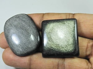 31-37 mm Plata Obsidiana Octágono Piedra Cabujón Piedra Preciosa Suelta 2 Piezas 117Cts. T148 - Imagen 1 de 9