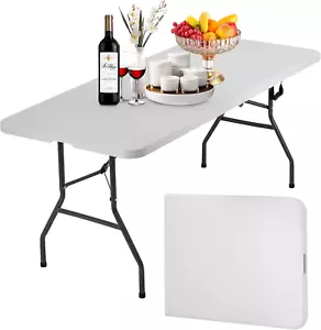 Folding Table 6 Foot Indoor Outdoor Heavy Duty Plastic Portable Fold up Table U - Picture 1 of 12