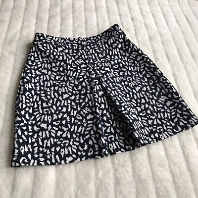 Skirt Size 10 Warehouse Navy Blue White Office Career Short A Line Workwear - Image 1 of 4