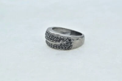 925 Argento Sterling Nero Spinello Ondulato Fedina Artigianale Anello Regalo Per - Immagine 1 di 4