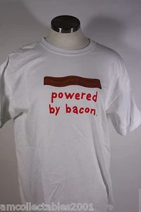 White Large Tshirt BACON 013 - Picture 1 of 4