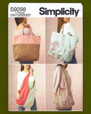 NEW Reusable Market Tote Bags Sewing Pattern~Shopping Bags~Simplicity 9298 - Image 1 of 4