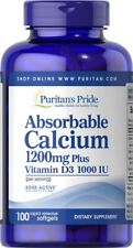 Puritan's Pride Absorbable Calcium 1200 mg with Vitamin D 1000 IU, 100 Softgels