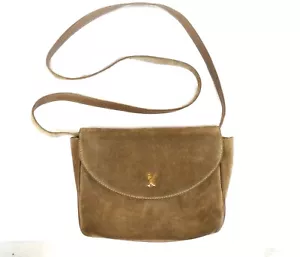 Vintage PALOMA PICASSO Suede Leather BEIGE Brown Saddle Bag Crossbody Purse - Picture 1 of 8