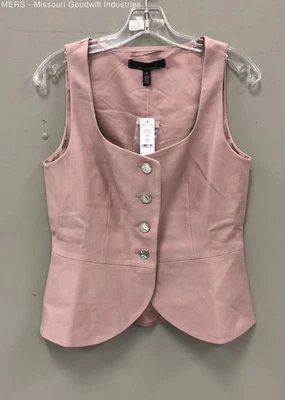 Chaleco de mujer White House Black Market rosa con botones de sarga a medida talla 6 Foto 1 de 4