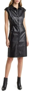 HALOGEN ärmelloses Hemdblusenkleid mit Krokoprägung und Knopfleiste Größe XS fällt groß aus - Bild 1 von 11