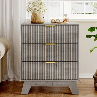 Small 3 Drawer Dresser,Fluted Dresser Chest of Drawers for Bedroom, Living Room - Image 1 of 4