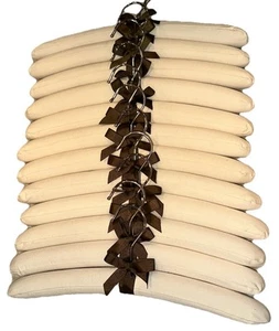 12 Canvas gepolsterte Kleiderbügel 15" mit Schleifen Chrom Haken für Pullover Dessous NEUWERTIG - Bild 1 von 4