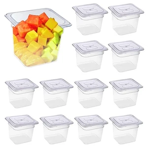8 Packs Plastic Food Pan with Lids Clear Food Storage Containers 1/6 Size 6 I... - Picture 1 of 8