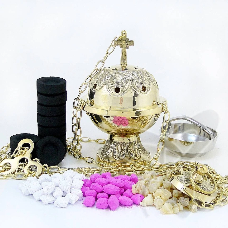 2923Handmade Gold Censer out of Brass church incense burner distiller кадильница - Image 1 of 1