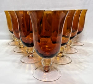 Amber~~Vintage Water Goblets~~Set of 10 - Picture 1 of 6