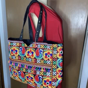 Nuevo Cartera Artesanal Bordado Rajasthani Jaipuri Espejos, Borlas, Cierre de Cremalleras E4 - Imagen 1 de 12