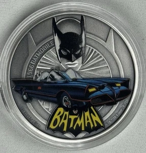 2021 DC Batman 1966 Batmobile 1 oz .999 Fine Silver Colorized Coin - Picture 1 of 11