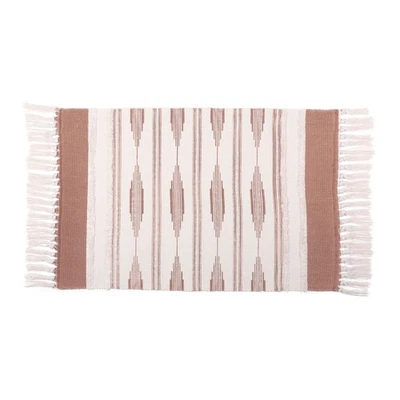 Yellow Bohemian Bathroom Rug with Tassels, Bohemian Mat (23.6 x 35 Inches) - Image 1 of 4