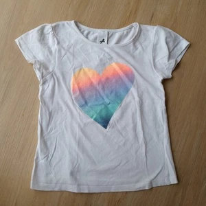 T-Shirt  Gr. 122 mir buntem Herz mit Glitzer, Palomino, türkis, lila, orange... - Bild 1 von 4