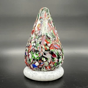 John Deacons Art Glass Christmas Tree Paperweight W/Stars & Twisted Canes - Picture 1 of 21