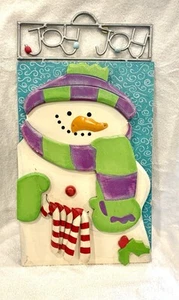 Adorable Wood Snowman Wall Hanging Christmas Winter Decor 10 x 18 - Picture 1 of 6