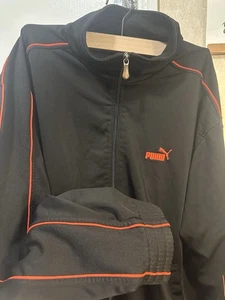 Vtg 2000s Y2K Puma Track Jacket Mens Large Black Red Stripe Zip Up - Picture 1 of 15