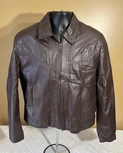 Vintage 80er Sears The Leather Shop Full Zip Ledermantel Kunstfellfutter Gr. 44 Reg - Bild 1 von 17