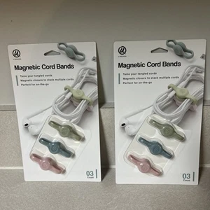 U Brands 3ct Silicone Magnetic Cord Bands 2 packs - Afbeelding 1 van 4
