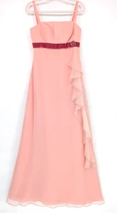 VTG 90s Y2K Mori Lee Pink Coquette Fairy Angel Sheer Chiffon Ruffle Maxi Gown - Picture 1 of 9