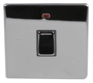 PRO ELEC - Suis Tanpa Skru dengan Neon, 1 Gang, 20A, Hitam Nikel - Picture 1 of 1