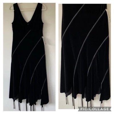 VTG NWT Bobbie Bee Velvet Asymmetrical Hem Dress Black Whimsigoth Holiday Size 6 - Image 1 of 4