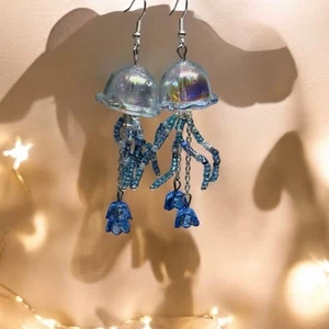 Handmade ElegantJellyfish Designed Drop Earrings Whimsical Fairycore Aesthetic - Picture 1 of 3