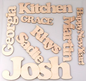 Cooper Black Font 3mm Ply Wooden Chain Name or any Word, Choice of Letter Sizes - Picture 1 of 8