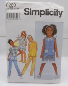 Simplicity Girls #8200 Vintage 1998 Sewing Pattern Uncut Factory Fold Size 5-8 T - Picture 1 of 3