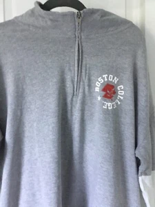 Boston College Eagles Gray 1/4 zip Shirt W/Stand Up Collar XL Red Metallic Logos - Picture 1 of 5