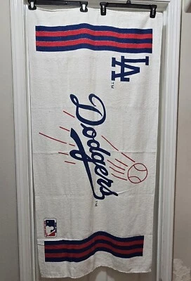 New Vintage 80s LA Dodgers White MLB Licensed Beach Towel USA 28" X 58" Rare - Image 1 of 4