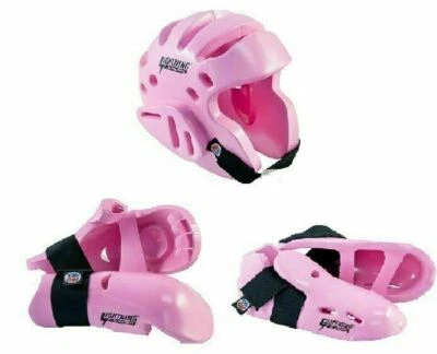 Juego de equipos de combate Proforce almohadillas de karate casco cabeza manos pies protectores rosa - NUEVO Foto 1 de 3
