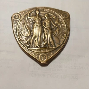 1904 Louisiana Purchase triangular bronze medal 2.75" rare - Picture 1 of 7