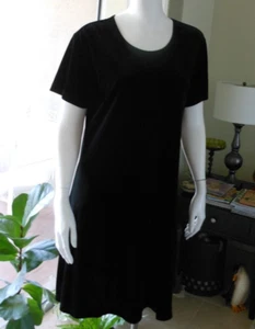 Vintage Impressions Dress Size M/8 Black Velvet A-Line Petite Stretch Classic - Picture 1 of 9