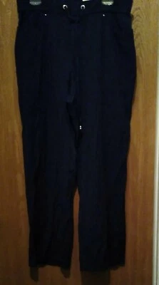 Pantalones JM Collection Arrugados Pull-On Pierna Ancha Cordón Mujer Azul Marino Talla L NUEVO Foto 1 de 4