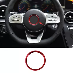 For Mercedes-Benz GLC 2016-21 Red Aluminum Steering Wheel Logo Emblem Trim 1PCS - Picture 1 of 7