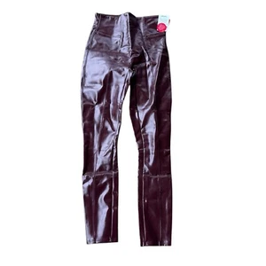 Neu mit Etikett Spanx Kunstleder-Leggings flüssig glänzend rubin sexy Partyhose Größe S - Bild 1 von 8