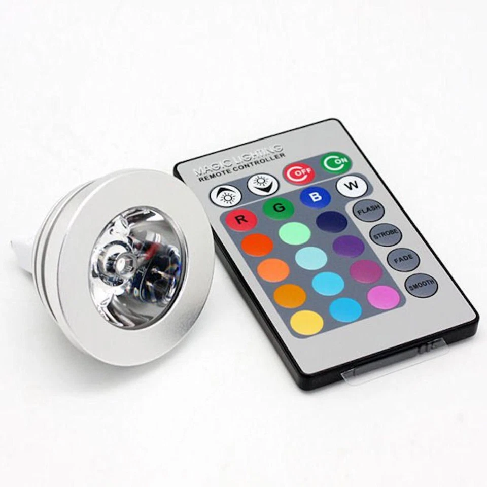 FARO RGB LAMPADA FARETTO GU10 MULTICOLORE 3W LED TELECOMANDO CROMOTERAPIA - Immagine 1 di 1
