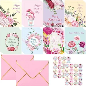 Happy Mothers Day Cards with Envelopes Bulk Gold Foil Floral Cards Flower - Picture 1 of 9