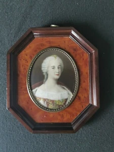 Antico dipinto olio miniatura - Portrait Ritratto Femminile - 14x12cm - Firmato - Picture 1 of 3