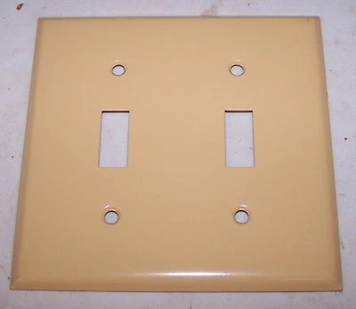 Vintage Brass painted Ivory 2 Gang Double SWITCH COVER  - Image 1 of 2