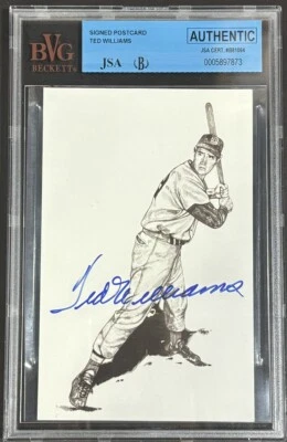 Ted Williams Signed 1989 Postcard Art Boston Red Sox Bold HOF Autograph BGS JSA - Image 1 of 4