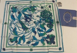 EMILIO PUCCI Abstract Scarf 100% Cotton 17"x17" Feathers&Steinberg NOS 1980's - Picture 1 of 10