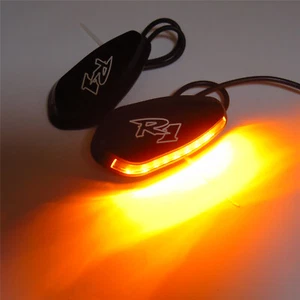 LED Signal R1 Black Mirror Block Off Base PlatesvFor 00-08 Yamaha R1 Yzf-R1 Yzfr - Picture 1 of 9